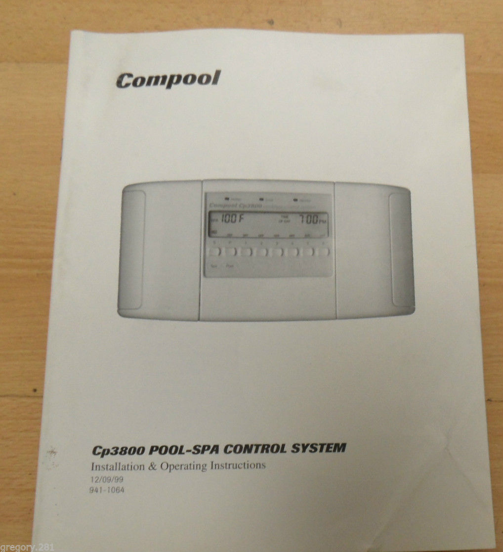 Pentair Compool CP3800 Pool & Spa Installation & Operating Instruction Manual
